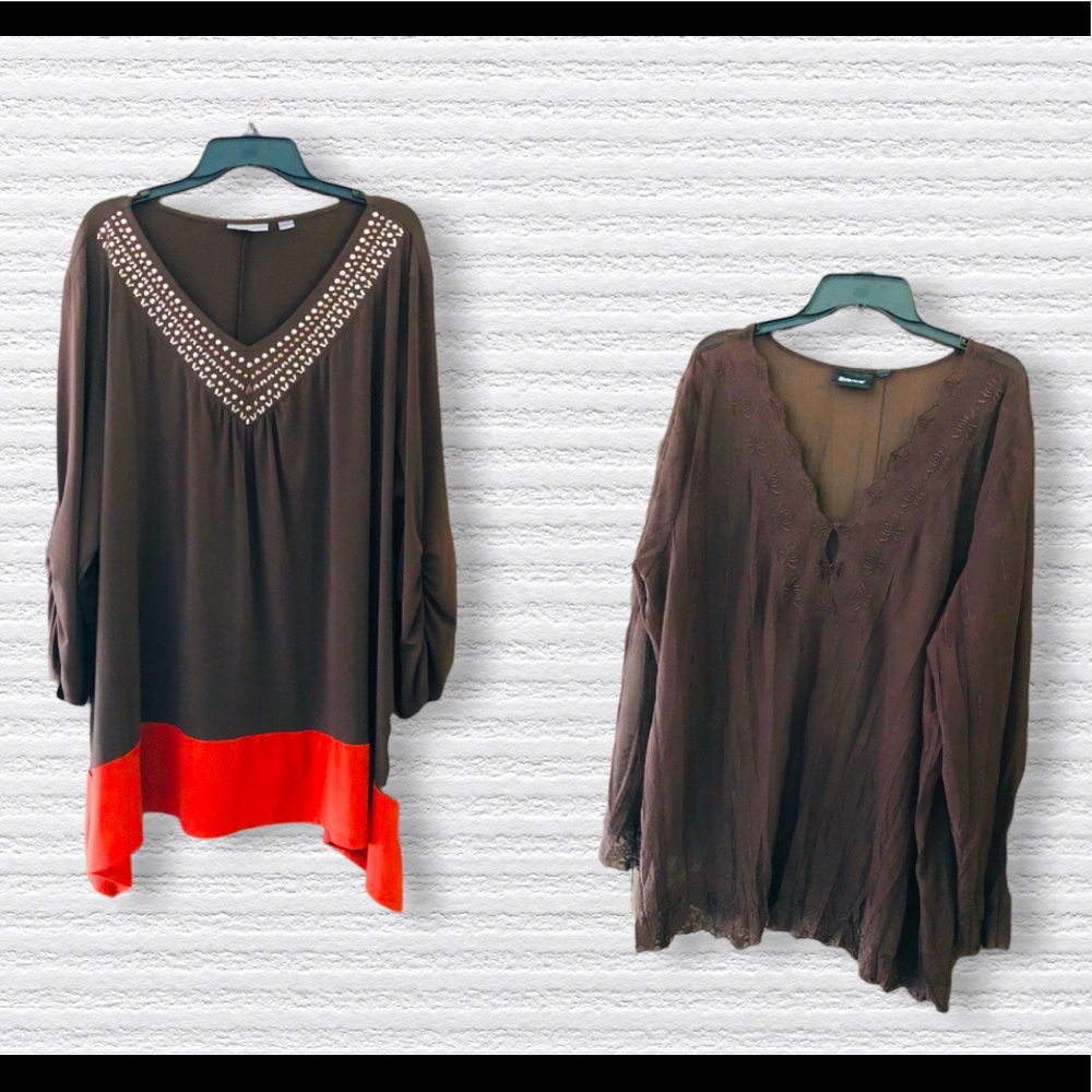 Avenue Bandle 2 Top Blouses Mesh embroidered top 26/28🌟Embellished Top 30/32